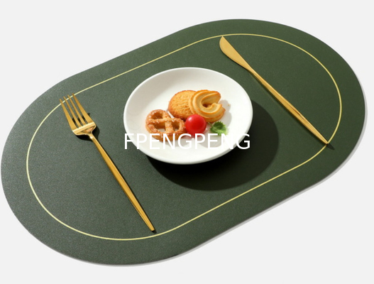 Oval Western food mat with anti slip particle leather table mat, hotel home bowl mat