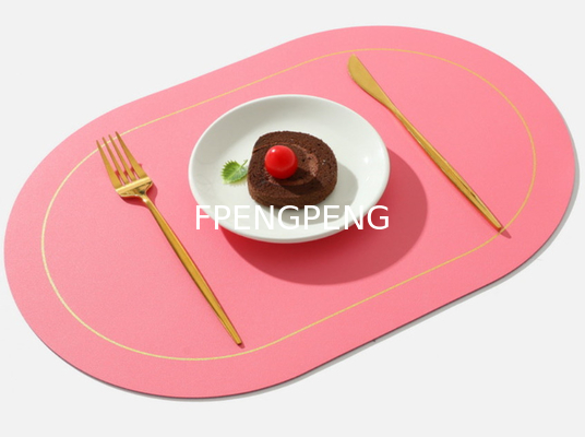 Oval Western food mat with anti slip particle leather table mat, hotel home bowl mat