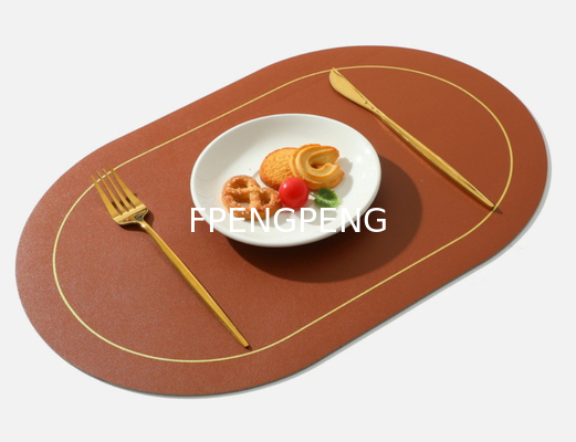Oval Western food mat with anti slip particle leather table mat, hotel home bowl mat