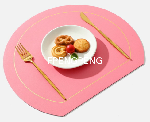 irregular Instagram Western food mat, solid color thermal insulation mat, double-layer leather dining table mat