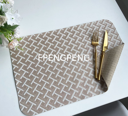 Simple cotton and linen chenille dining mat, household anti slip point plastic dining table mat, high-end and delicate