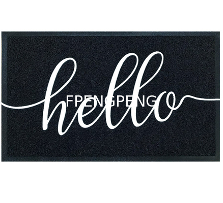 Home Use PVC Coil Door Mat with Boarder with Printing Durable and Affordable PVC Flooring Mat Black Color