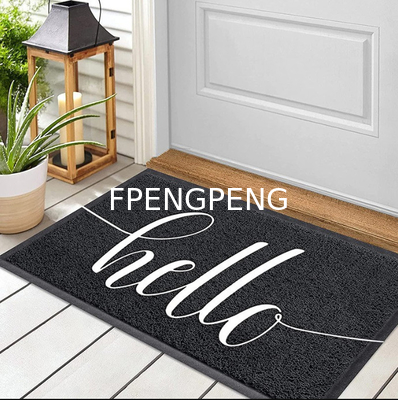 Home Use PVC Coil Door Mat with Boarder with Printing Durable and Affordable PVC Flooring Mat Black Color