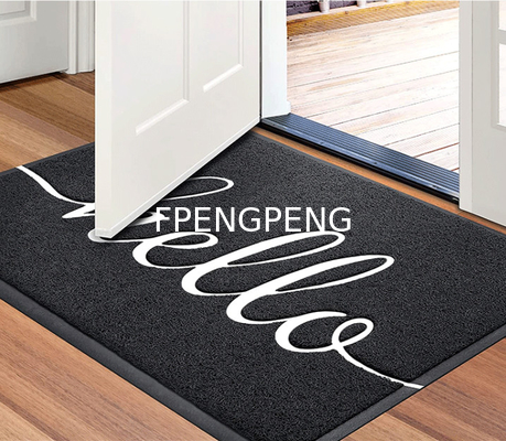 Home Use PVC Coil Door Mat with Boarder with Printing Durable and Affordable PVC Flooring Mat Black Color