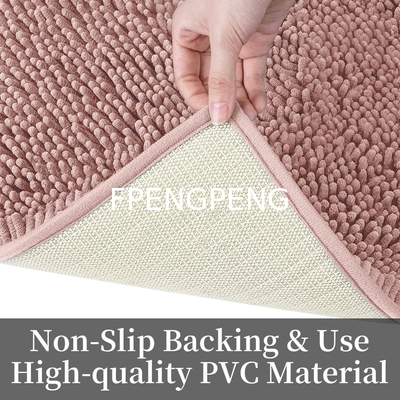 Soft Fluffy Chenille Bathroom Rugs Non Slip Absorbent Bath Mats for Bathroom Washable and Quick Dry Pink 17" x 24"