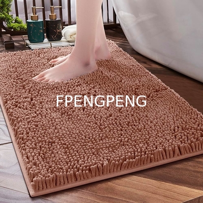 Soft Fluffy Chenille Bathroom Rugs Non Slip Absorbent Bath Mats for Bathroom Washable and Quick Dry Pink 17" x 24"