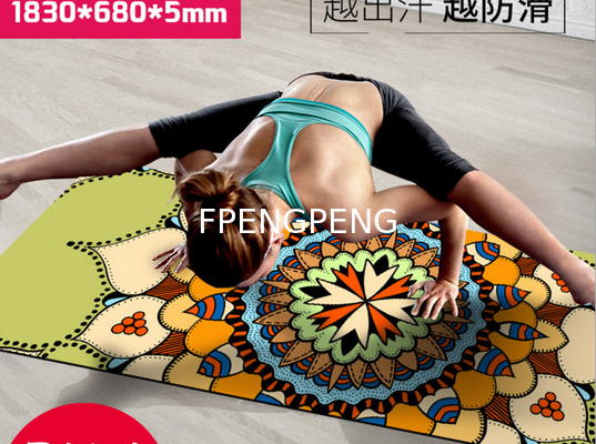 Wholesale professional full color printing OEM suede and natural rubber yoga mat