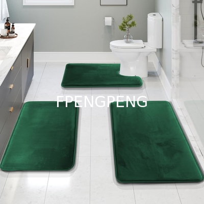 Velvet Memory Foam Bath Mats for Bathroom - Non-Slip, PVC Backing Bath Rugs, Washable Bathroom Rug Mats - Dries Quickly,
