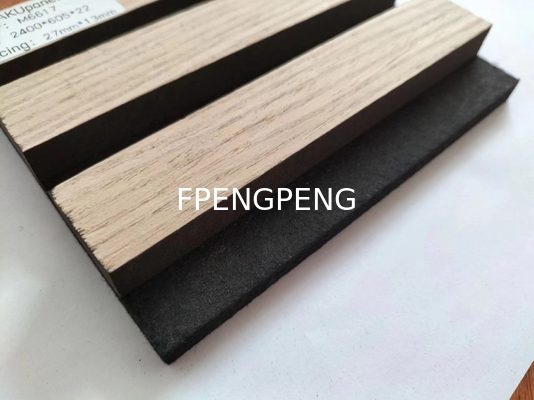Factory Walnut Slat Wood Panel With Black Pet Felt Interior acoustic Wall panel
