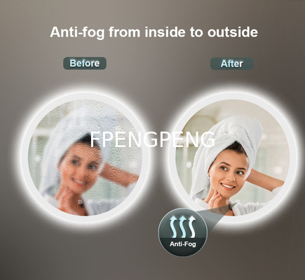 Three color LED intelligent bathroom mirror with defogging and dimmable aluminum frame glass mirror