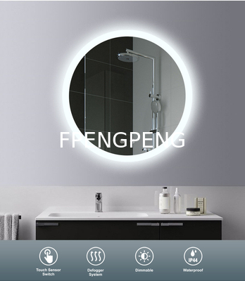 Three color LED intelligent bathroom mirror with defogging and dimmable aluminum frame glass mirror