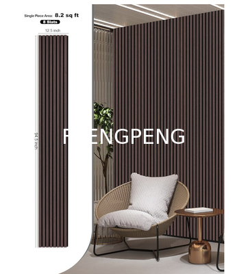 Wood Panels for Wall, Time-Saving Installation, Versatile Wood Slat Wall Decor, Enhanced Acoustic &amp; Sound Proof Fluted Design for Home &amp; Office  Dark Walnut, 94.5x12.5 Inch