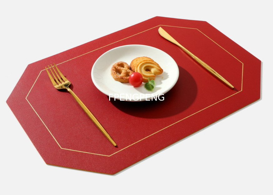 NORDIC INSTAGRAM WESTERN DINING MAT OIL PROOF TABLE MAT PVC DINING PLATE MAT SOLID COLOR DOUBLE LAYER SQUARE LEATHER MAT