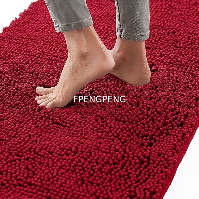 Thick Soft Absorbent Chenille bath Rug, Rubber Backing Quick Dry Microfiber Mats, Machine Washable Rugs