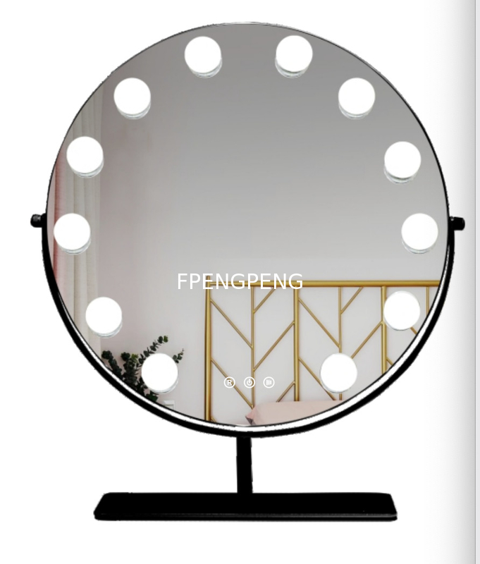 LED mirror desktop storage European style princess mirror 8-inch 360 degree rotating with light double-sided LED mirror