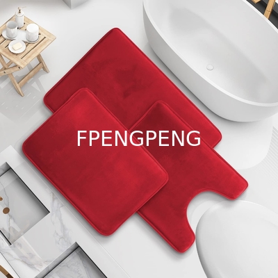 Plush 3- Bathroom Rug Set Machine Washable Solid Rectangle Mats with PVC Non Slip Backing